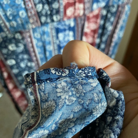 Enchanted Blue and Rust Red Print Ruffled Midi Dress | Lucy Love - Picture 7 of 10